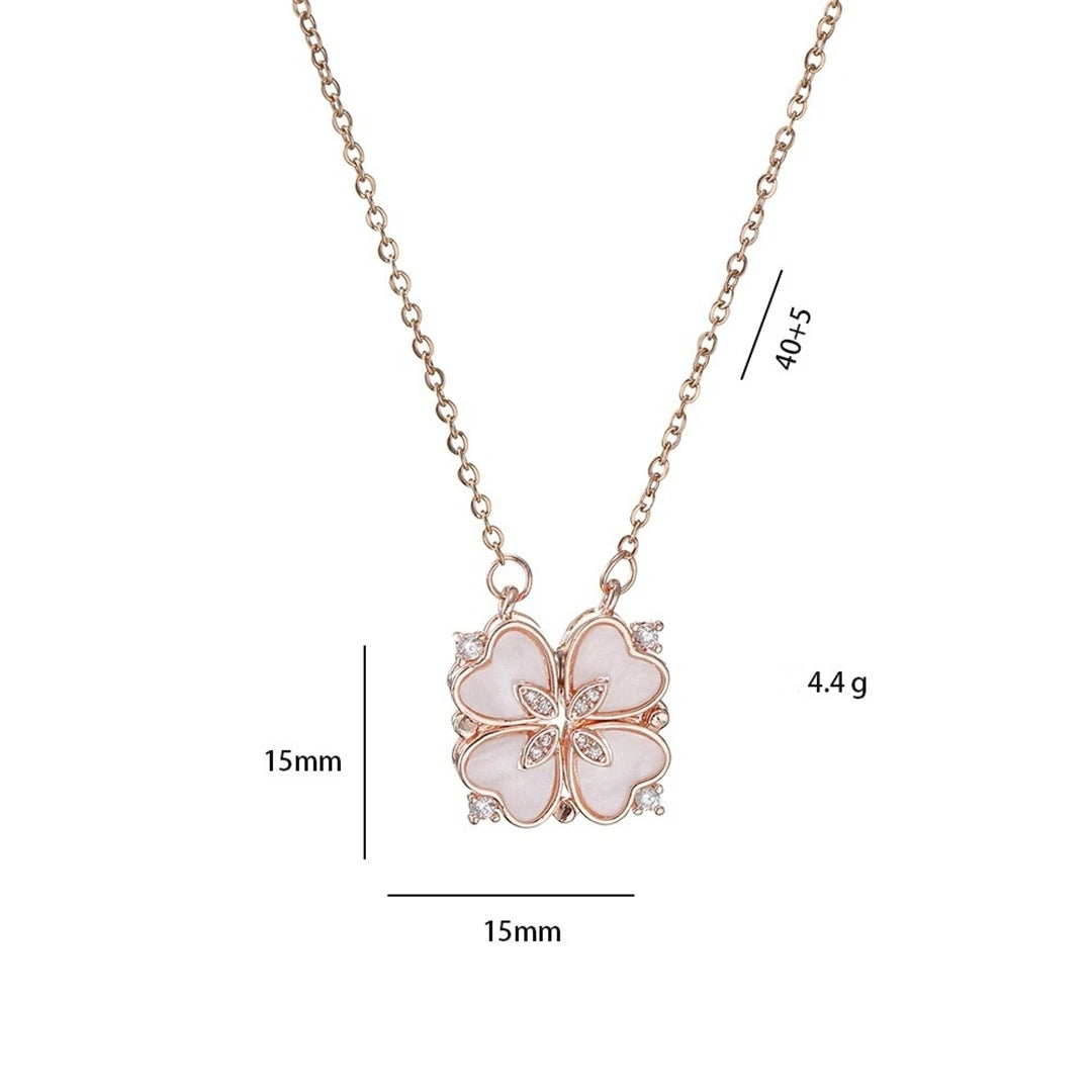 Fashion Retro Lucky Four Leaf Clover Women Necklace Gothic Love Heart Pendant Choke Chain Necklace Stainless Steel Jewelry Gift