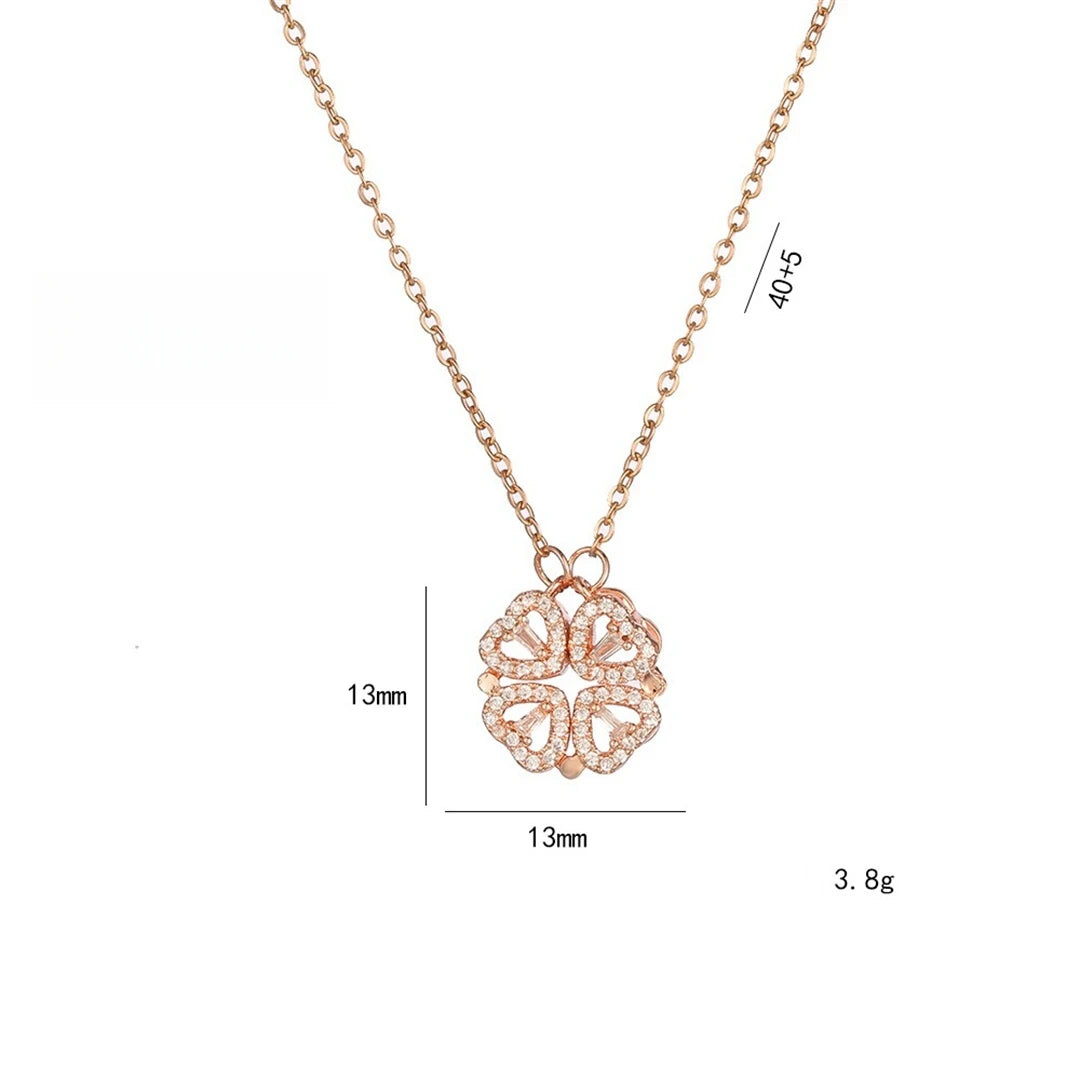 Fashion Retro Lucky Four Leaf Clover Women Necklace Gothic Love Heart Pendant Choke Chain Necklace Stainless Steel Jewelry Gift