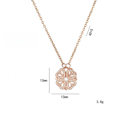Fashion Retro Lucky Four Leaf Clover Women Necklace Gothic Love Heart Pendant Choke Chain Necklace Stainless Steel Jewelry Gift